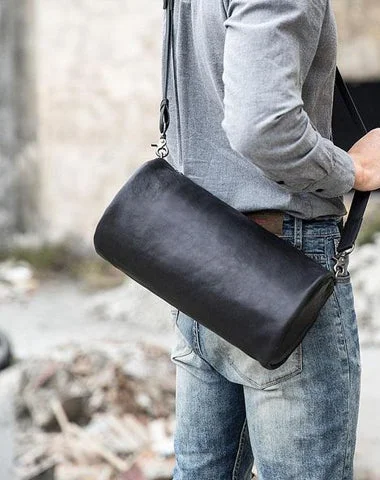 Cool Leather Mens Barrel Shoulder Bags Messenger Bags for Men