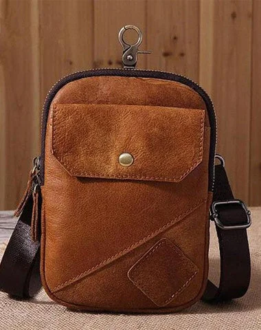 Leather Mens Belt Pouch Cell Phone Holster Waist Bag Shoulder Bag for Men