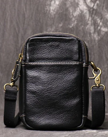 Mens Brown Leather Mini Messenger Bag Black Men's Phone Side Bag Mini Phone Bag Courier Bag For Men