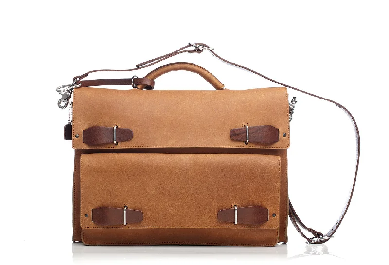 Urba briefcase messenger oiled light brown