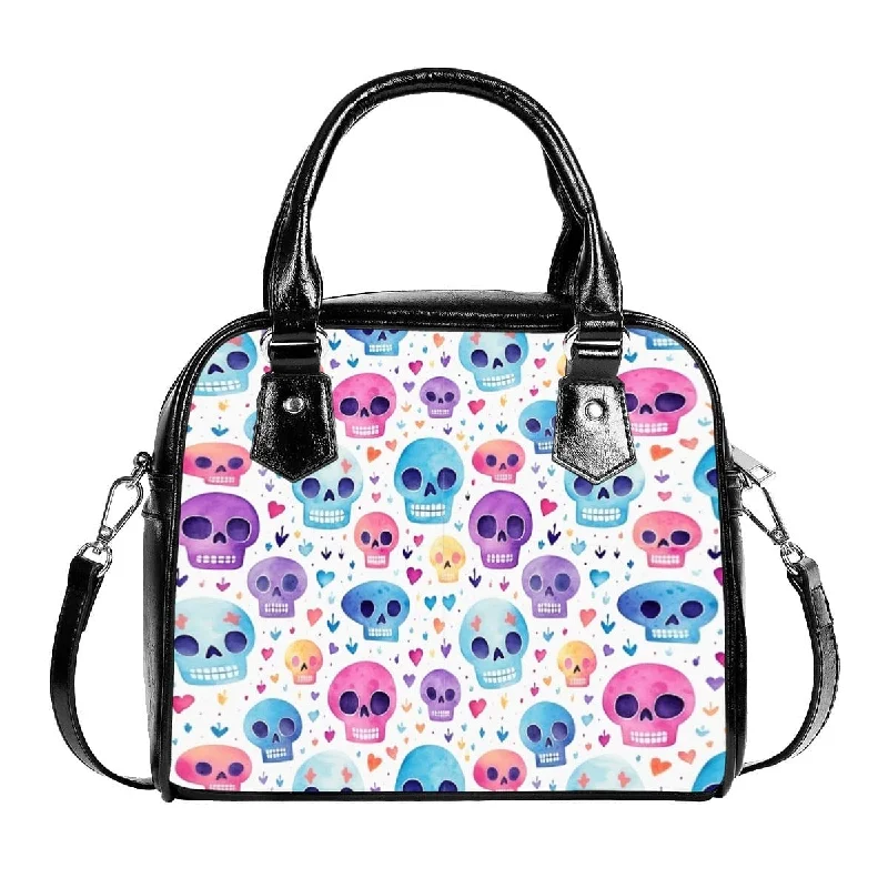 Colorful Pastel Skulls Handbag With Single Shoulder Strap