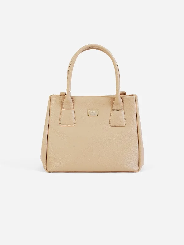 Indy Vegan Leather Tote Bag | Beige