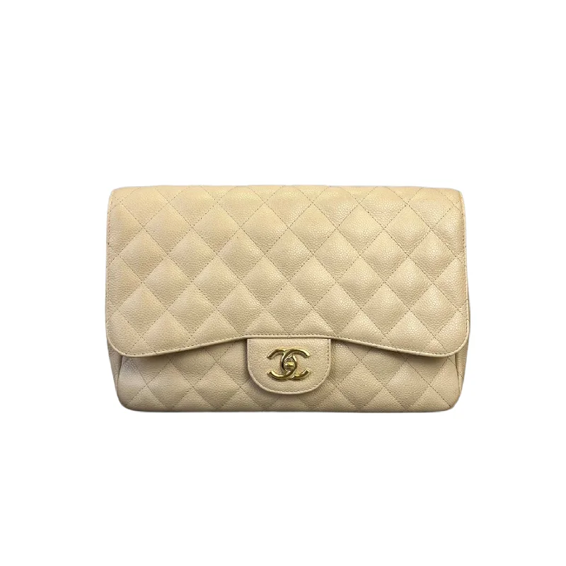 Classic single Flap Beige Jumbo SHW